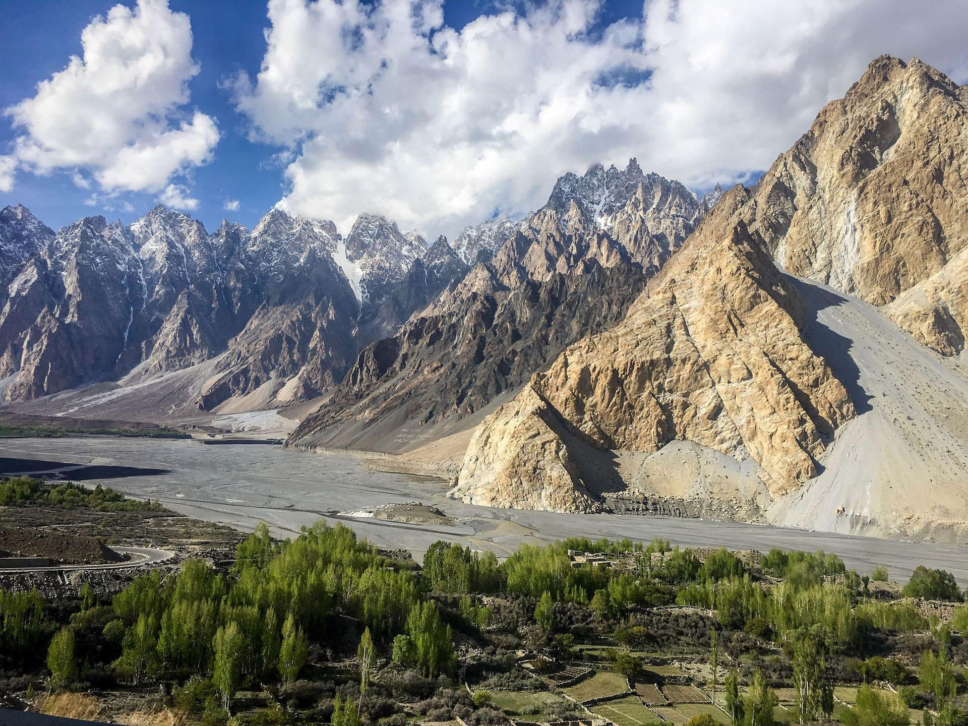 The Passu Cones rising over the Hunza Valley in northern Pakistan