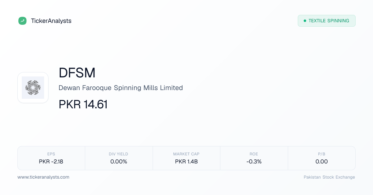 DFSM Share Price – PSX Financials, Charts & Analysis | Ticker Analysts